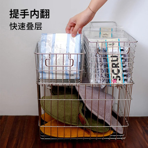 304 Stainless Steel Kitchen Storage <b>Basket</b> Rectangle Durable Desktop Organizer for Snacks and Miscellaneous Items - Product Image 3