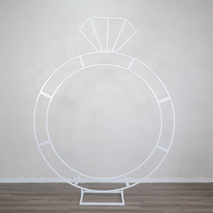 White Proposal Ring Shape Wedding <b>Backdrop</b> <b>Stand</b> Metal Wedding Arch Decoration for Events - Product Image 2