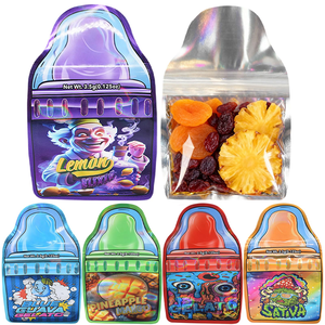 Sacs Mylar personnalisés à impression numérique, découpés sur mesure, de forme irrégulière, en plastique, avec fermeture éclair, pour 3,5g, 7g, 14g - Product Image 1