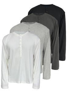 T-Shirt <span class=keywords><strong>termica</strong></span> da uomo in cotone 100% di alta qualità con bottone nero a manica lunga - Product Image 4