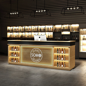 Q201 Bar de luxe nourriture argent réception stockage de bouteilles caissier comptoir beauté Salon de coiffure sur mesure esthétique Art Table de réception - Product Image 6