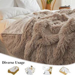 Plaid <span class=keywords><strong>de</strong></span> luxe en fausse fourrure tissée 100 % polyester, moelleux et duveteux, taille King, personnalisable, toutes saisons, lavable en machine - Product Image 2