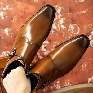 Botas de Hombre de Alta Calidad para Banquetes Sociales, con Punta en Pico y Parte Superior Elevada, de Cuero Vacuno Suave de Primera Capa, Botas Mocasín para Hombre con Aumento de Altura - Product Image 4