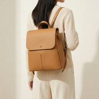 Sac à dos mini texturé en cuir véritable, style vintage, léger et luxueux, avec fermeture éclair, nouveau, polyvalent, pour femme, idéal pour les trajets quotidiens.