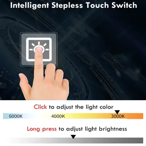 Espejo de baño con forma de luna redonda de 40/50/60cm, luz LED ajustable de 3 colores con altavoz Bluetooth desempañador, espejo de maquillaje inteligente - Product Image 4