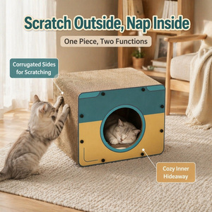<span class=keywords><strong>Griffoir</strong></span> pour chat en forme de <span class=keywords><strong>cube</strong></span> entièrement fermé en carton ondulé durable et résistant aux rayures, lit pour chat, <span class=keywords><strong>griffoir</strong></span> pour chat - Product Image 2