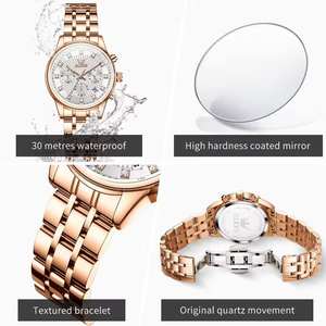 Olevs 3669 <span class=keywords><strong>Montre</strong></span> Bracelet Étanche <span class=keywords><strong>Femme</strong></span> de <span class=keywords><strong>Marque</strong></span> Originale, Affichage Date Business, Multifonctionnelle à Quartz, <span class=keywords><strong>Montre</strong></span> Habillée Élégante pour <span class=keywords><strong>Femme</strong></span> - Product Image 2