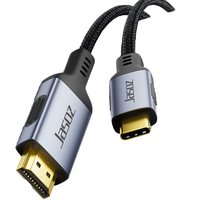 Jasoz 4K or pour HDMI 2.1 adaptateur USB-C pour mâle mâle 2m câble pour ordinateur portable HDTV projecteur ordinateur PVC veste combinaison