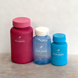 60cc 150cc HDPE Plastic Pill Capsule Bottle with Flip Cap Child Resistant PET Soft Touch Plastic Gummy Supplement Vitamin Bottle