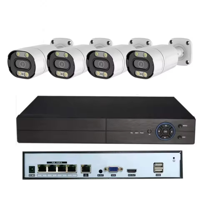 4CH 2K TUYA Smart POE NVR with 3MP Outdoor Dual Light IP Cameras AI Movement Detection Instant Email/Push Alarm