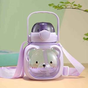 Cute Bear-Shaped Silicone Cupfood-Safe Reusable Plasticlarge Capacity Dual-Drinkinganti-Scalding Silicone Bear Cupstraight - Product Image 4