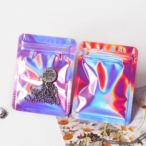 Bán Hot Ép Nhựa Nhôm Một Bên Rõ Ràng Holographic <span class=keywords><strong>Pouch</strong></span> <span class=keywords><strong>Bag</strong></span> Với <span class=keywords><strong>Ziplock</strong></span> Cho Các Công Cụ Trang Điểm - Product Image 5