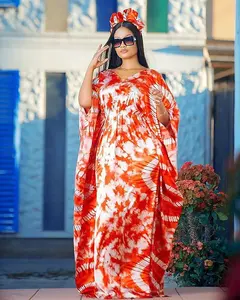 Plus Size Dashiki abbigliamento africano per le donne Multi colore Tie Dye Maxi vestito musulmano Eid Ramadan Abaya Robe Sun Casual Beach Dress