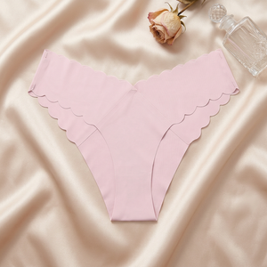 Wholesale Women <b>Seamless</b> Bikini Panty Scalloped Wave Edge Ice Silk Invisible Low Rise Sports Ladies Underwear - Product Image 2