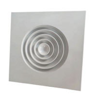 Diffuseur de plafond carré à rond en feuille d'aluminium HVAC avec cadre carré pour plafond