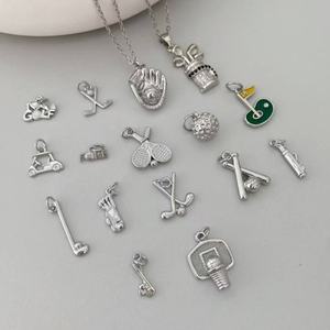Pendentif sportif créatif et mignon plaqué or 18 carats, charme balle de <span class=keywords><strong>golf</strong></span>, gant de baseball, raquette de tennis, accessoires de bijoux DIY - Product Image 5