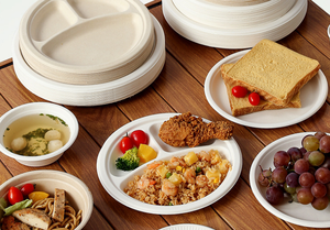 Fiambrera desechable biodegradable, contenedor de alimentos, plato de papel desechable, platos de 9 pulgadas y 3 compartimentos - Product Image 4