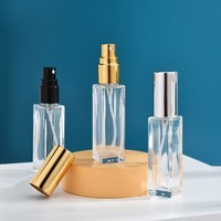 Bouteilles de pulvérisation de parfum en verre carrées rechargeables rectangulaires transparentes de luxe vides mini 3ml 5ml 10ml 20ml 30ml 100ml