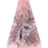 NI.AI Nouveau style Tissu en dentelle à sequins géométriques brodés, entièrement recouvert de sequins, tissu en dentelle perlée courte avec sequins