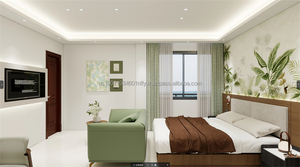 Juego de Muebles de Dormitorio de Hotel Moderno y Económico de 3 Estrellas, Muebles de Madera para Habitación Completa con Cama, Mesitas de Noche, Mueble para TV y Sillón - Product Image 4