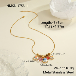 Collar de gota de amor con estampado de perlas Vintage para mujer, collar con colgante múltiple de acero inoxidable con Flor de Oro de 18 quilates para regalo de joyería - Product Image 6