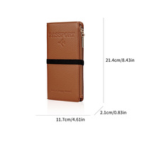 Portefeuille multi-emplacements avec fermeture éclair, anti-RFID, étui de voyage pour passeport, organiseur de documents multifonctionnel, porte-cartes, pince à billets
