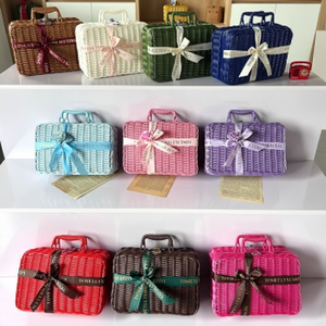 Cestino in Rattan portatile regalo di coscienza pratico nastro per scatola di immagazzinaggio cosmetico da viaggio per compagni di compleanno - Product Image 1