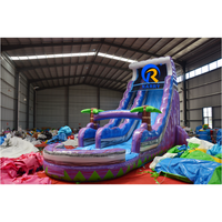 Toboggan aquatique gonflable commercial pour l'intérieur et l'extérieur, magnifique toboggan gonflable de couleur marbre violet
