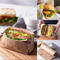 Papier d'emballage en cire réutilisable pour sandwichs et hamburgers, logo personnalisé, emballage alimentaire pour restaurants