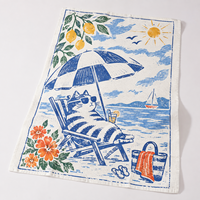 Essuie-tout en coton Hoshom à thème pastoral de jardinage, motif délicat d'oiseaux et de fleurs, taille personnalisée pour la décoration domestique