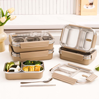 Boîte à bento coréenne tendance en acier inoxydable 304 résistante à la chaleur et aux odeurs, avec compartiments, pour la conservation des aliments à la maison et en extérieur