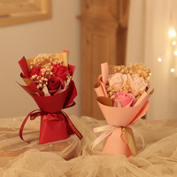 Bouquet de fleurs miniatures en soie Jade Horizon, rose éternelle sous cloche en verre, haute qualité, petites fleurs romantiques pour demande en mariage