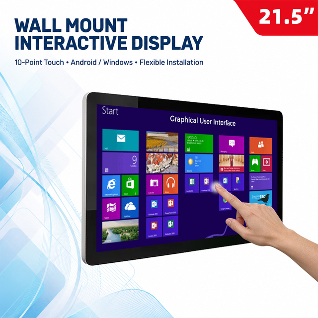 KINGONE 21.5 Inch Wall Mounted WiFi Android Industrial Touch Tablet All-in-One PC with Big Screen for Airport Shopping Mall Use