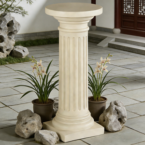 Plateforme décorative en résine peinte à la main motif floral romain (piédestal cannelé) Modèle d'<span class=keywords><strong>art</strong></span> 222 - Texture élégante - Article essentiel pour le jardin - Product Image 2