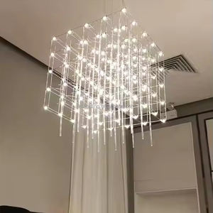 Customized Engineering Hotel Exhibition Decoration Large Chandelier Rectangle Cube <strong>Pendant</strong> <strong>Light</strong> - Product Image 2