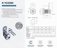 Serrure à came haute sécurité 19 mm avec clé à fossettes, cylindre en alliage de zinc, loquet tubulaire pour meubles, armoires, distributeurs automatiques et matériel de borne d'arcade