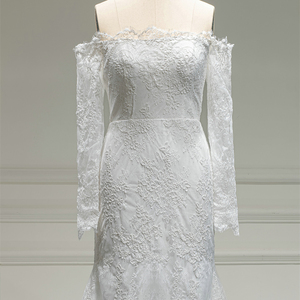 Jancember RL306 Beautiful Off Shoulder <b>Boat</b> Neck Embroidery Mermaid Wedding Dresses - Product Image 3