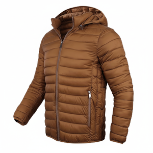 เสื้อแจ็คเก็ตพัฟเฟอร์ผู้ชายแบบยาวสำหรับฤดูหนาว ปี 2025 2026  แบบมีฮู้ด ซิปปิด  วัสดุผ้าแคนวาส สไตล์ลำลอง รับผลิตแบบ OEM - Product Image 1