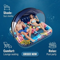 Chaise Longue Gonflable 2 Places Personnalisée, Vente en Gros Direct Usine, PVC Robuste, Porte-Gobelets, Glacière Amovible, Piscine Plage Rivière