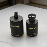 Flacons en verre à col serti pour parfum et mascara, 30ml, 50ml, 100ml, noir mat, avec atomiseur, emballage cosmétique vide, personnalisables avec logo