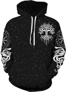 Fitspi all'ingrosso uomo Cool felpa con cappuccio stampata 3d maglione Unisex Galaxy- Wolf felpa Dropshipping per - Product Image 4