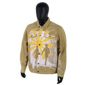 Veste en jean à manches longues TOPSHOW personnalisée en coton 100% avec impression sur écran, streetwear pour hommes - Product Image 1