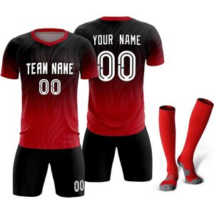 Shorts de football personnalisés avec nom et numéro, unisexe, adulte, col en V, sublimés, anti-transpiration, uniformes d'équipe, vêtements de football pour jeunes - Product Image 1