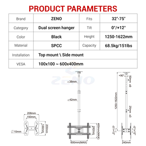 Soporte para proyector Zeno T750, soporte para TV de techo adecuado para soporte de TV giratorio <span class=keywords><strong>LCD</strong></span> de 32-75 pulgadas con soporte colgante para TV a precio de fábrica - Product Image 3