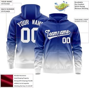 Custom Sublimation Gradient <b>Zip</b> <b>up</b> Vintage Corduroy Autumn Hoodie Blue <b>White</b> Ombre Team Sports Wear Embroidered for Men Women - Product Image 3