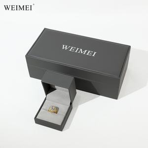 WEIMEI Custom Logo highclass <b>grey</b> PU Leather Velvet Jewelry <b>Storage</b> <b>Box</b> Luxury Gift <b>Box</b> for Ring Jewelry Packing <b>Box</b> - Product Image 4