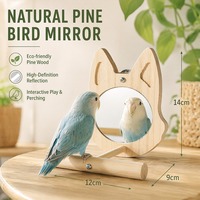 Ensemble de perchoirs miroir en bois pour oiseaux, design écologique, mignon et tendance, forme rectangulaire, installation facile, universel pour les oiseaux