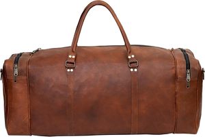 Vintage Handmade Leather Travel <b>Messenger</b> Crossbody <b>Bag</b> with Matching Handmade Duffel Luggage for Office Business Trips Weekend - Product Image 4