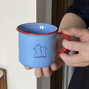 Personalized logo Ceramic Coffee Mug Porcelain Milk Tea Cups Blue Cafe Mugs - Product Image 3