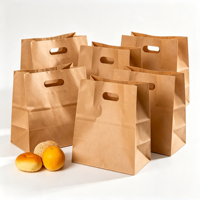 Sac en papier perforé portable, sac en papier kraft perforé, sac pour la livraison de pain, emballage jetable